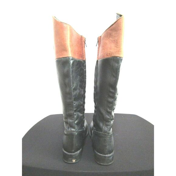 Steve Madden Rogerrr Black Brown Leather Zip Knee High Riding Boots Sz 6.5 M - Picture 6 of 11